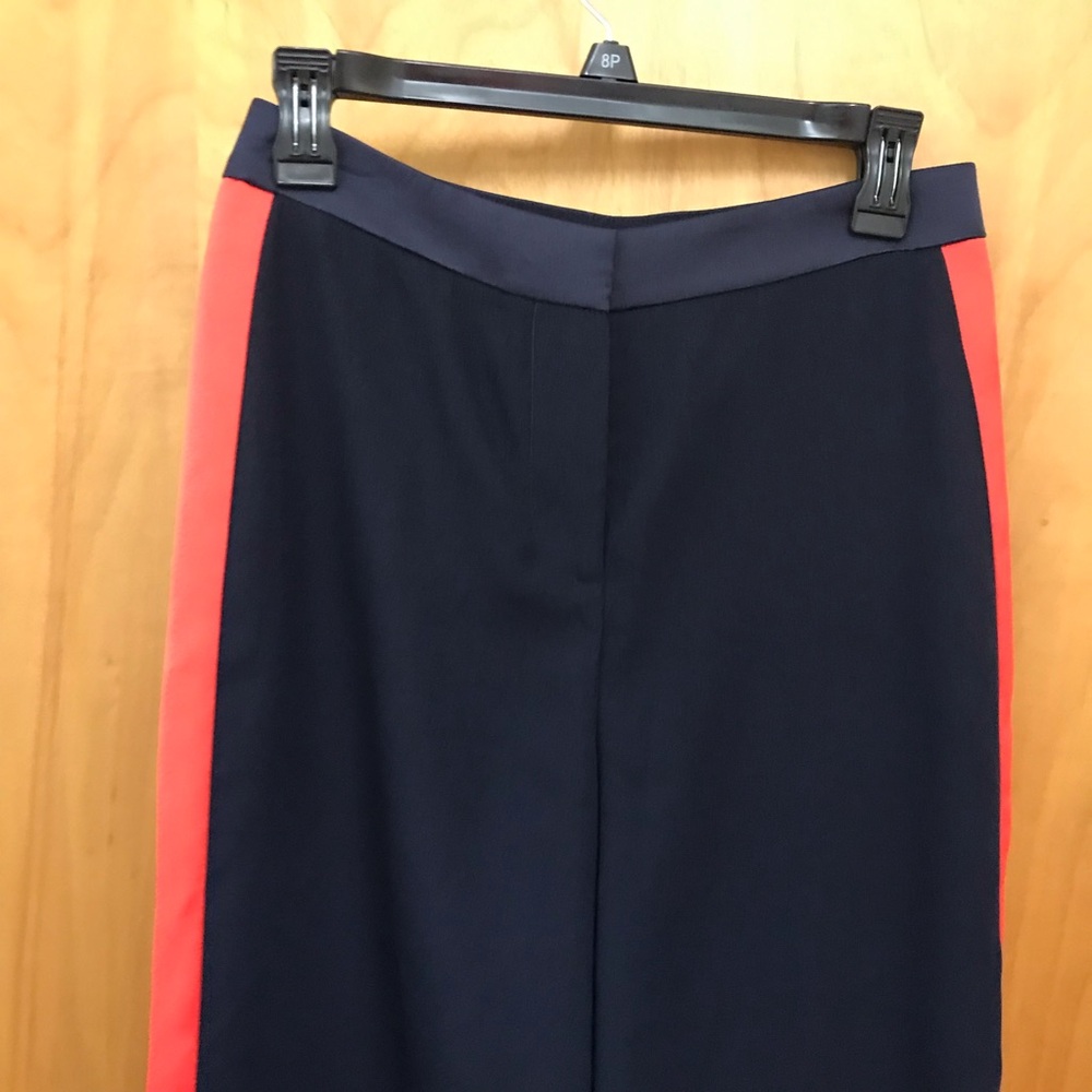 Boden Navy Tuxedo Stripe Pants Womens‎ Red Side Stripe Dress Slacks sz 2R - Picture 3 of 9